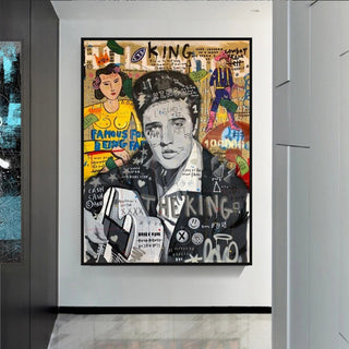 Elvis Presley Singer Graffiti Canvas Wall Art-GraffitiWallArt