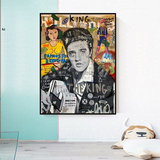 Elvis Presley Singer Graffiti Canvas Wall Art-GraffitiWallArt