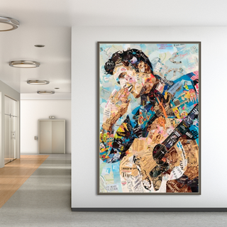 Elvis Presley Singer Portrait Canvas Painting Abstract Magazine Wall Art-GraffitiWallArt