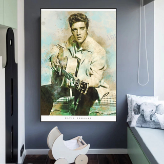 Elvis Presley Singer Portrait Canvas Painting Abstract Magazine Wall Art-GraffitiWallArt