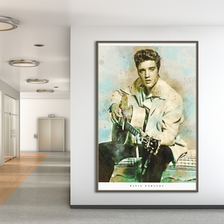 Elvis Presley Singer Portrait Canvas Painting Abstract Magazine Wall Art-GraffitiWallArt