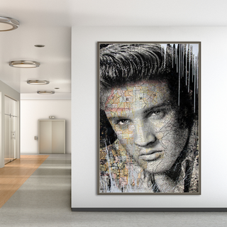 Elvis Presley Singer Portrait Canvas Painting Abstract Magazine Wall Art-GraffitiWallArt