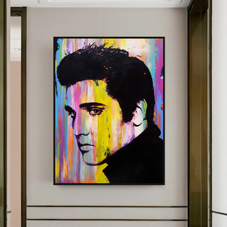 Elvis Presley Singer Portrait Canvas Painting Abstract Magazine Wall Art-GraffitiWallArt