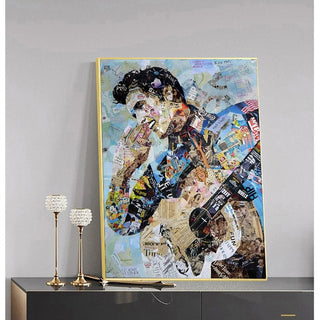 Elvis Presley Singer Portrait Canvas Painting Abstract Magazine Wall Art-GraffitiWallArt