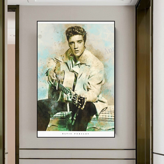 Elvis Presley Singer Portrait Canvas Painting Abstract Magazine Wall Art-GraffitiWallArt