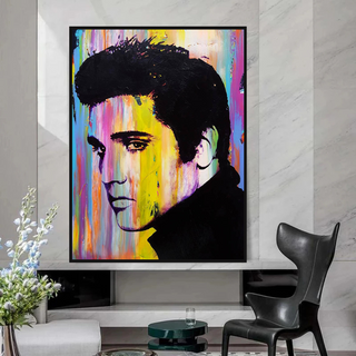 Elvis Presley Singer Portrait Canvas Painting Abstract Magazine Wall Art-GraffitiWallArt