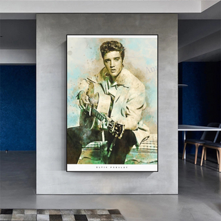 Elvis Presley Singer Portrait Canvas Painting Abstract Magazine Wall Art-GraffitiWallArt