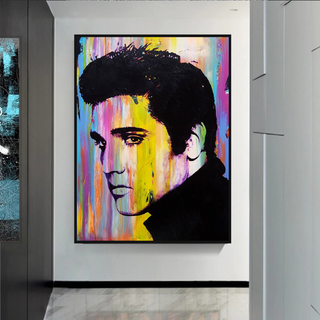 Elvis Presley Singer Portrait Canvas Painting Abstract Magazine Wall Art-GraffitiWallArt