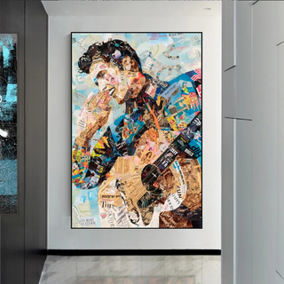 Elvis Presley Singer Portrait Canvas Painting Abstract Magazine Wall Art-GraffitiWallArt