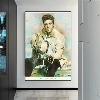 Elvis Presley Singer Portrait Canvas Painting Abstract Magazine Wall Art-GraffitiWallArt