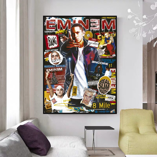 Eminem Singer Canvas Wall Art-GraffitiWallArt