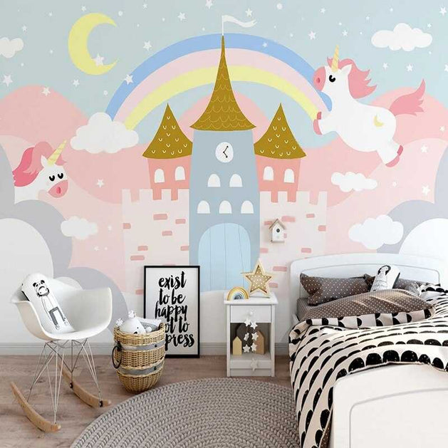 Enchanting Pink Castle Wallpaper-GraffitiWallArt