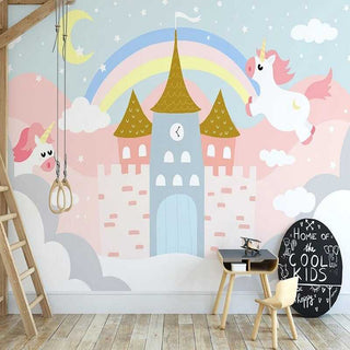 Enchanting Pink Castle Wallpaper-GraffitiWallArt