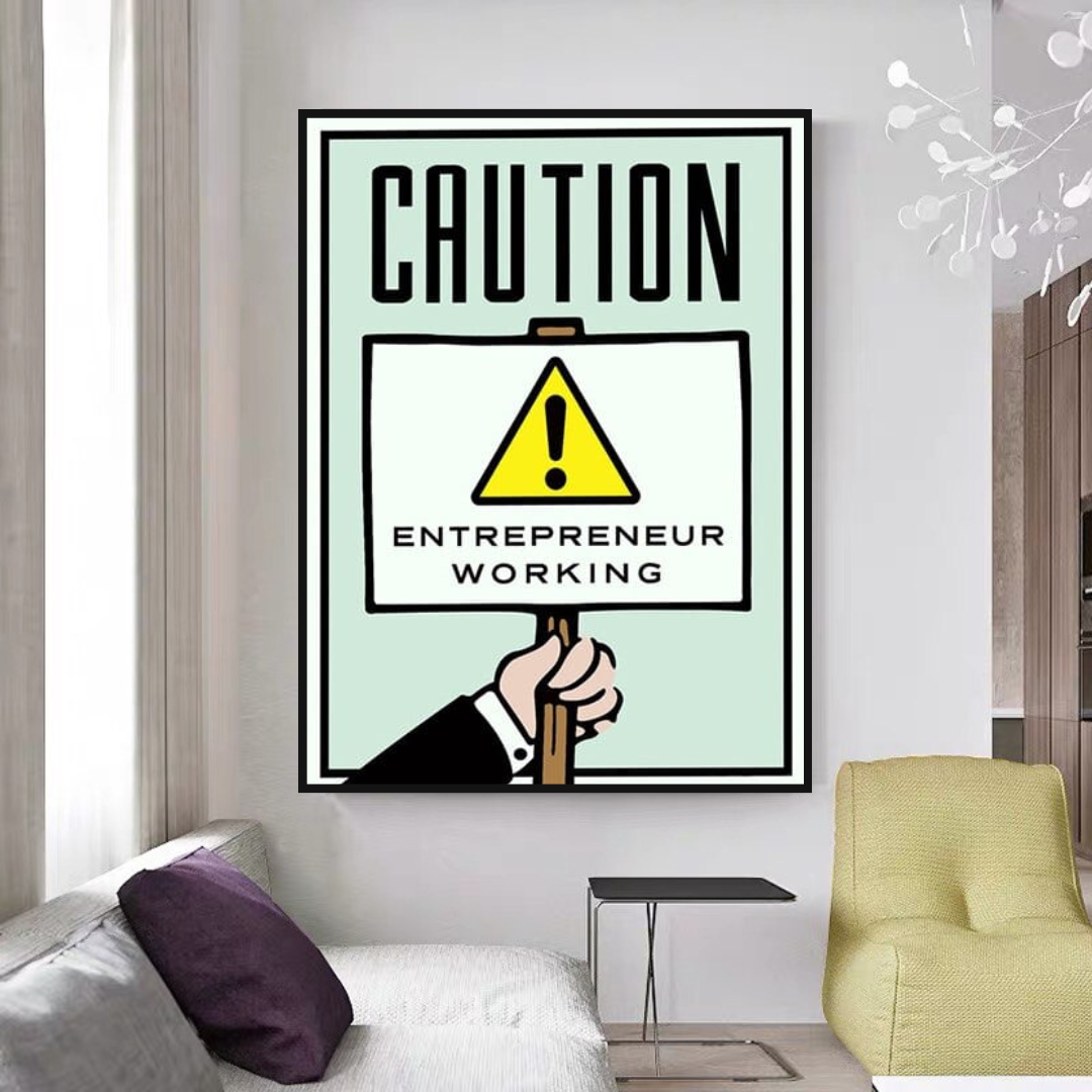 Entrepreneur Working Notice - Monopoly Wall Art-GraffitiWallArt