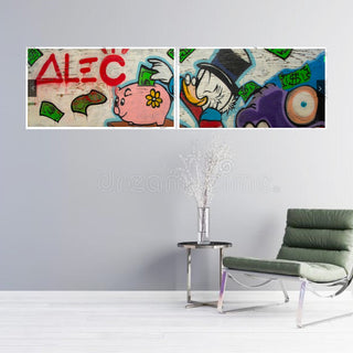 Exclusive Scrooge McDuck Peggy Bags Money Maker by Alec Canvas Wall Art-GraffitiWallArt