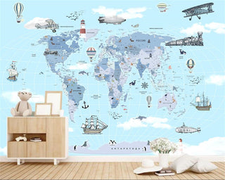 Exploring Animal Kingdom World Map Wallpaper-GraffitiWallArt