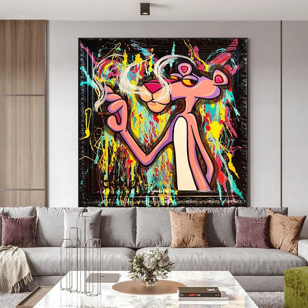 Expressive Cartoon Art - Pink Panther Poster-GraffitiWallArt