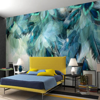 Falling Green Leaf Wallpaper Murals: Transform Your Space-GraffitiWallArt