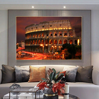 Famous Building Poster Rome Colosseum Canvas Wall Art-GraffitiWallArt