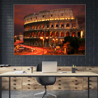 Famous Building Poster Rome Colosseum Canvas Wall Art-GraffitiWallArt