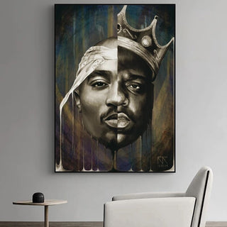 Famous Rapper Singer Portrait of Tupac Canvas Wall Art-GraffitiWallArt