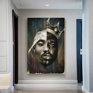 Famous Rapper Singer Portrait of Tupac Canvas Wall Art-GraffitiWallArt