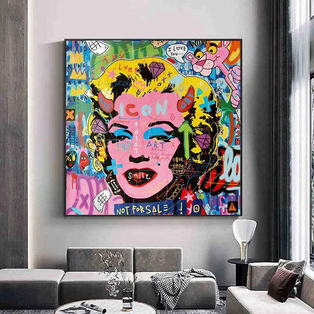 Fashion Icon: Marilyn Pop Art - Showcasing Iconic Style-GraffitiWallArt