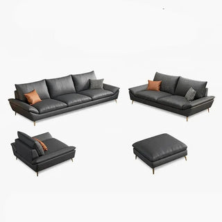 Faux Leather Designer Plaza Sofa Set-GraffitiWallArt