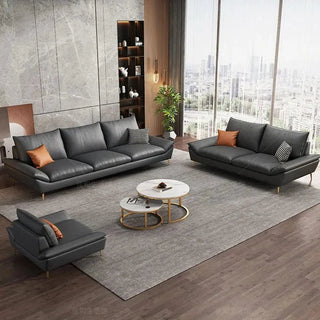 Faux Leather Designer Plaza Sofa Set-GraffitiWallArt