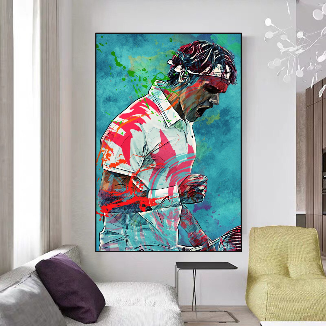 Federer Tennis Legend Canvas Wall Art - Sports Decor - Famous Icon-GraffitiWallArt