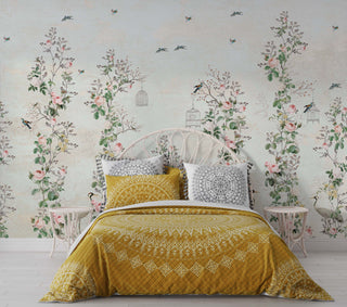 Floral Birds Wallpaper Mural: Stunning Wall Décor-GraffitiWallArt