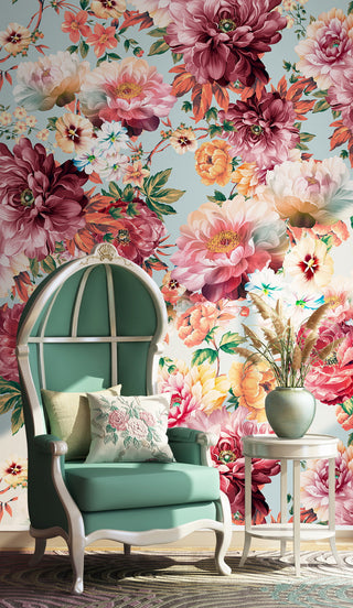 Floral Blossom Haven Wallpaper Mural-GraffitiWallArt