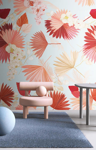 Floral Blossom Party Wallpaper Mural-GraffitiWallArt