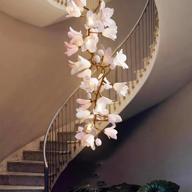 Floral Bunch Staircase Chandelier Lighting-GraffitiWallArt