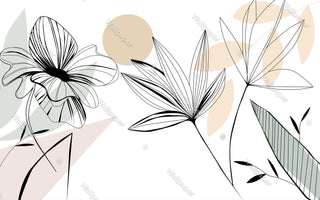 Floral Lines Wallpaper Mural - Enhance your Space-GraffitiWallArt