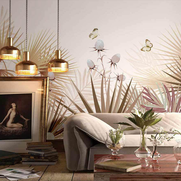 Floral Plants Elegant Theme – Tropical Wallpaper Murals-GraffitiWallArt