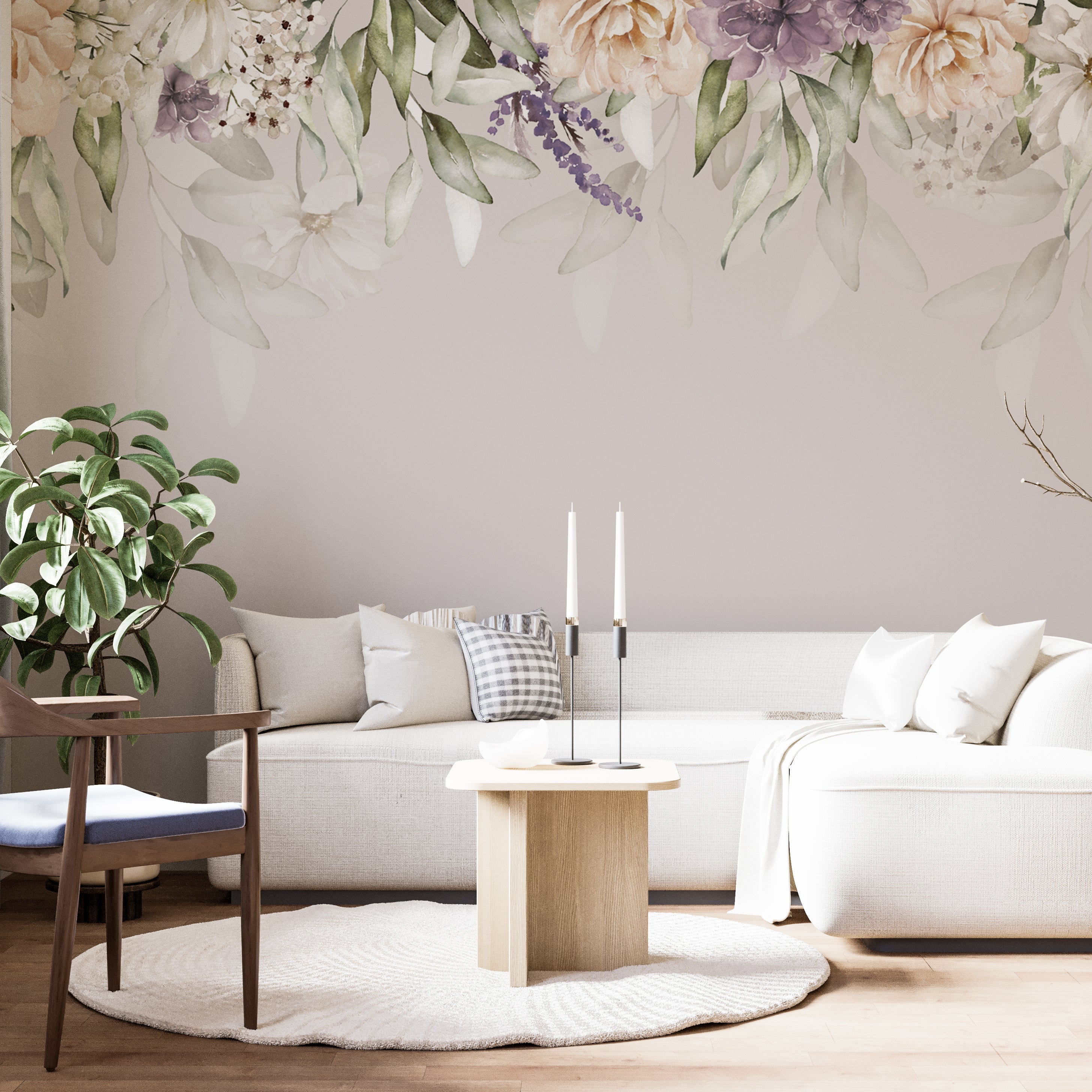 Floral Wallpaper Mural: Transform your space with elegance-GraffitiWallArt