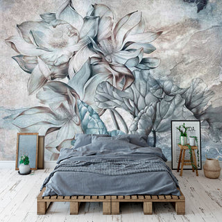 Floral Wallpaper Mural - Tropical Retro Theme-GraffitiWallArt