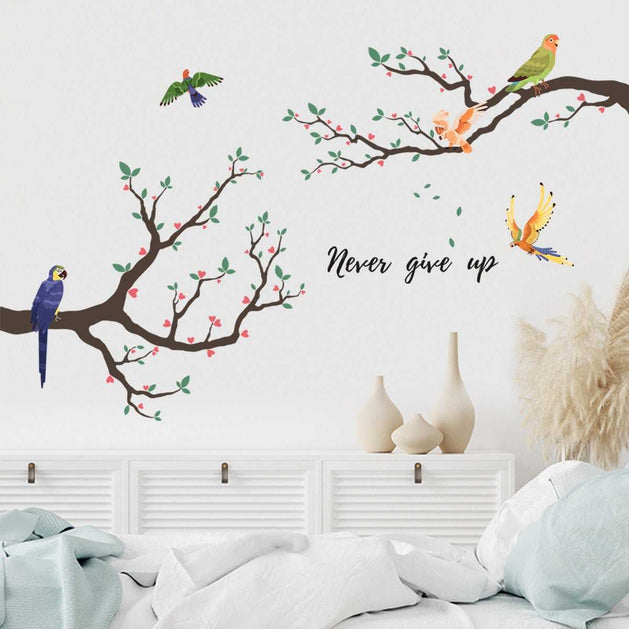 Flower Bird Wall Stickers - Home Room Decoration Set-GraffitiWallArt