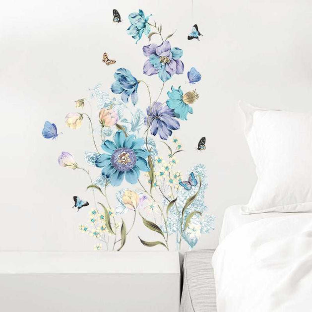 Flower Butterfly Wall Stickers for Living Room Decor-GraffitiWallArt