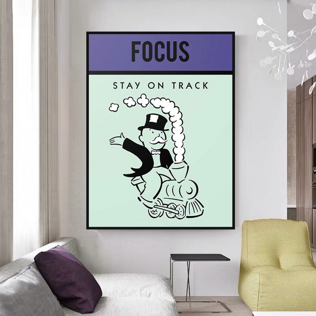 Focus Stay on Track: Monopoly Canvas Wall Art