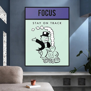 Focus Stay on Track: Monopoly Canvas Wall Art-GraffitiWallArt