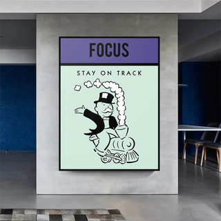 Focus Stay on Track: Monopoly Canvas Wall Art-GraffitiWallArt