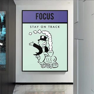 Focus Stay on Track: Monopoly Canvas Wall Art-GraffitiWallArt