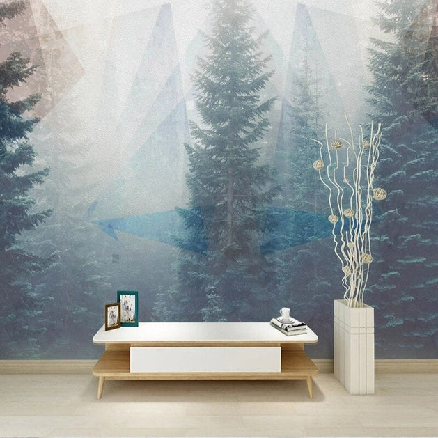 Foggy Forest Natural Scenery Wallpaper for Home Wall Decor-GraffitiWallArt