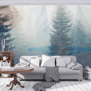 Foggy Forest Natural Scenery Wallpaper for Home Wall Decor-GraffitiWallArt