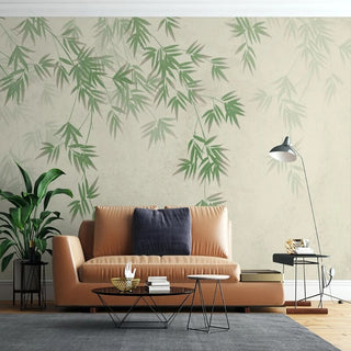 Foggy Green Leaf Wallpaper for Home Wall Decor-GraffitiWallArt