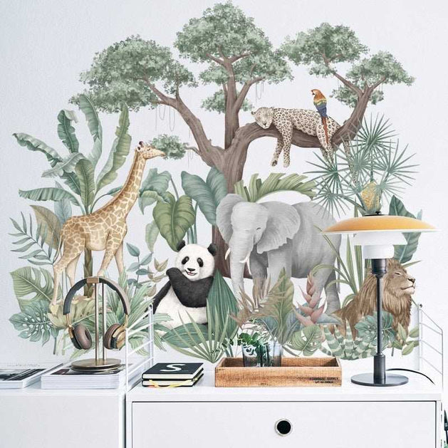 Forest Animal Large Tree Wall Stickers Decal-GraffitiWallArt