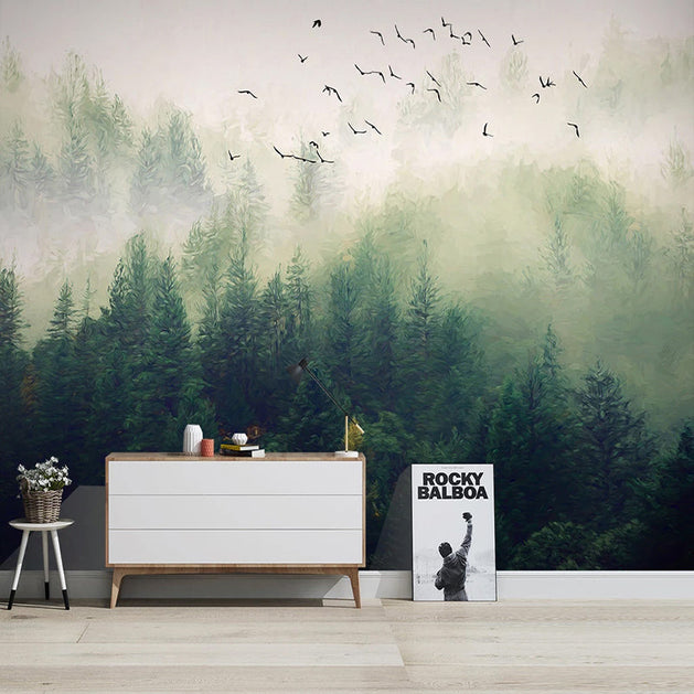 Forest Birds Wallpaper: Stunning Nature Design-GraffitiWallArt