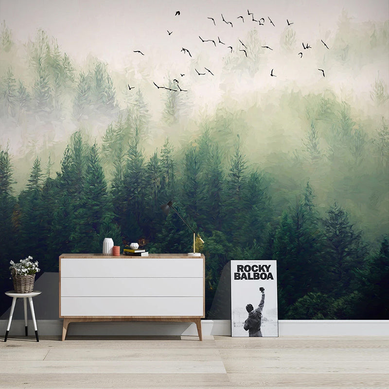 Forest Birds Wallpaper: Stunning Nature Design-GraffitiWallArt